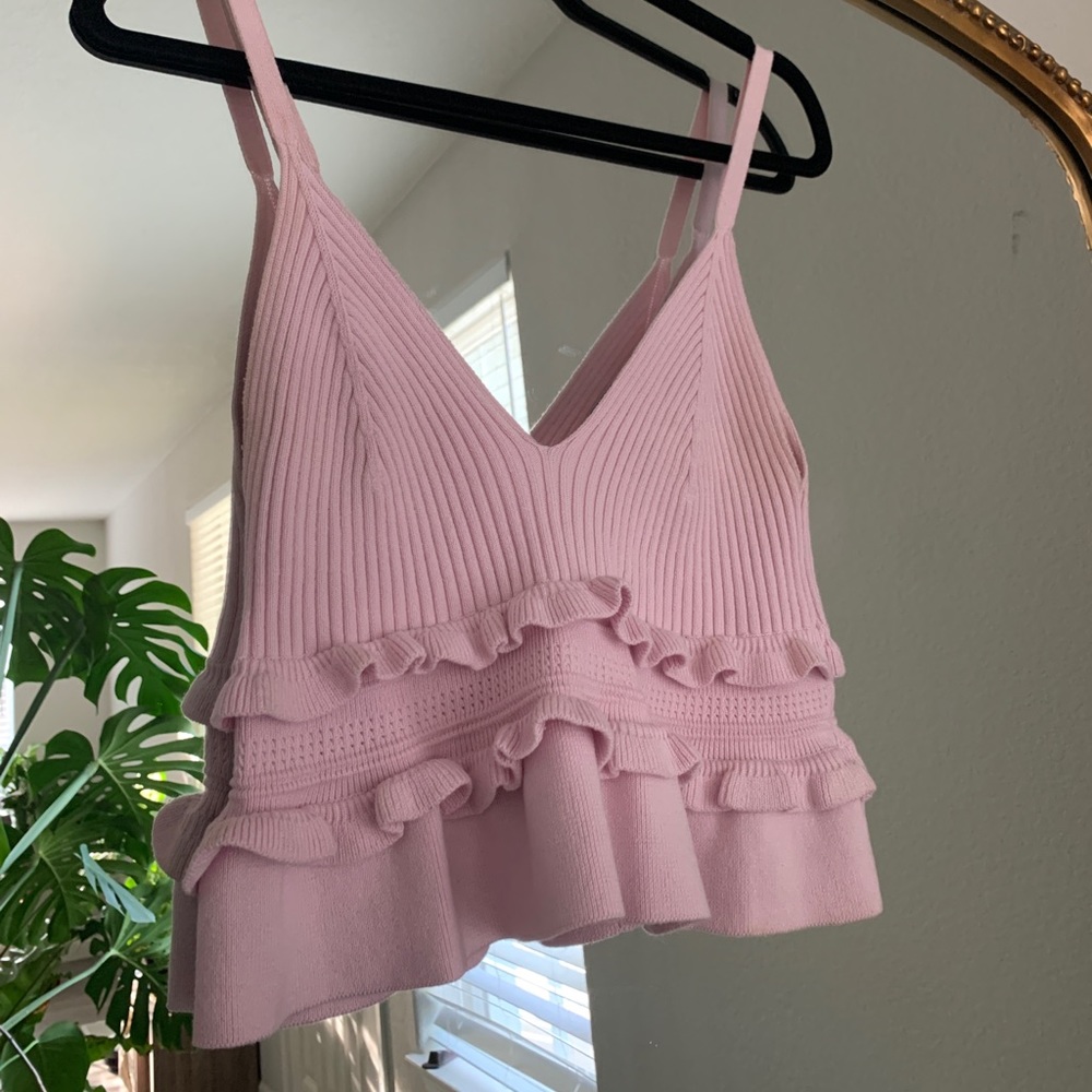 BCBG knit pink crop top Y2K